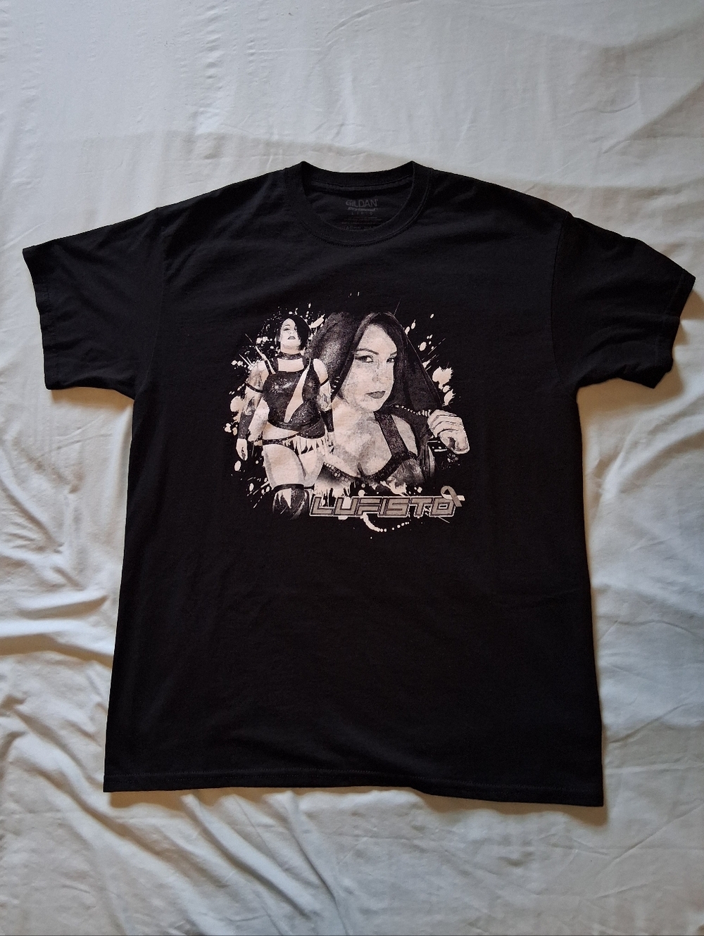 2020s Gildan LuFisto "Survivor" Black T-Shirt Adult Large Indie Wrestling